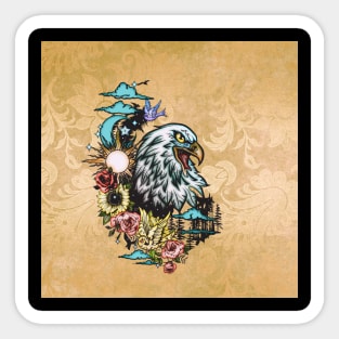 Wonderful eagle with flowers Sticker